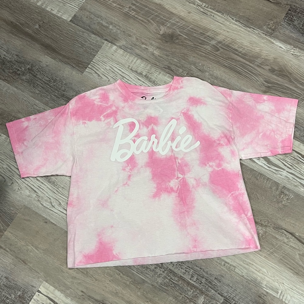 Barbie Pink Tie Dye Crop Shirt size L NWOT